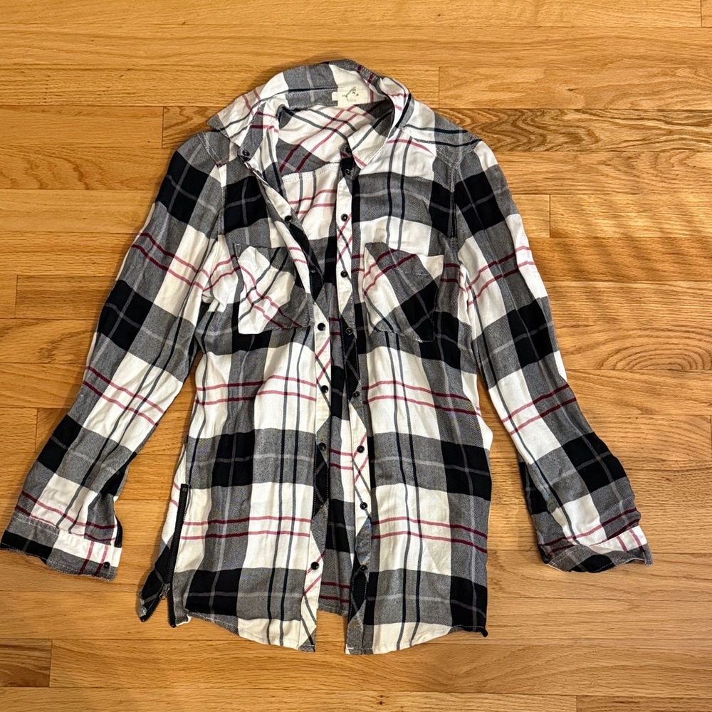 Maurices Black and White Plaid Shirt